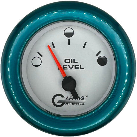 GAFFRIG 2 INCH ELECTRIC OIL LEVEL GAUGE WHITE / FAT RIM / TEAL