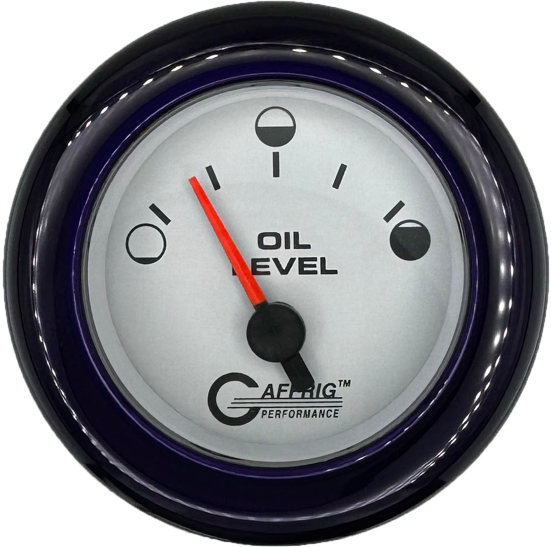 GAFFRIG 2 INCH ELECTRIC OIL LEVEL GAUGE WHITE / FAT RIM / PURPLE