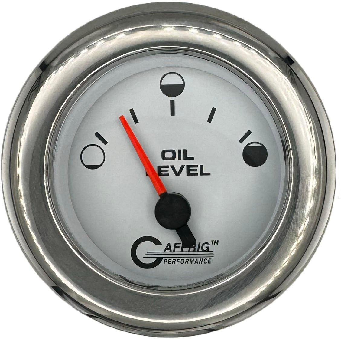 GAFFRIG 2 INCH ELECTRIC OIL LEVEL GAUGE WHITE / FAT RIM / CHROME