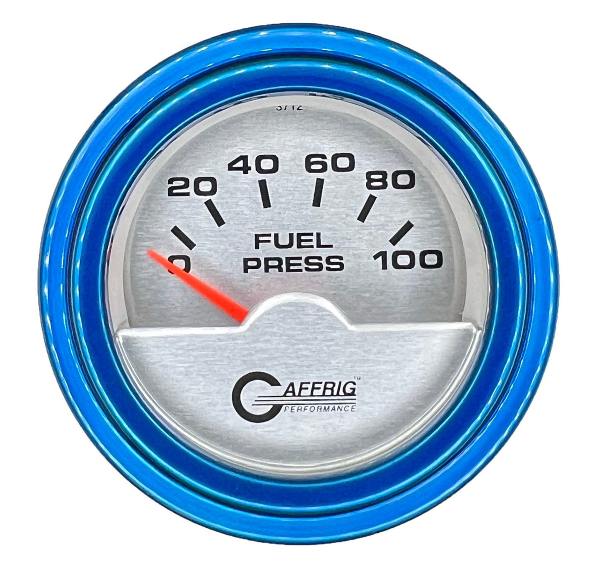 GAFFRIG 2 INCH ELECTRIC FUEL PRESSURE GAUGE 0-100 PSI STEP RIM (002) / BLUE / PLATINUM