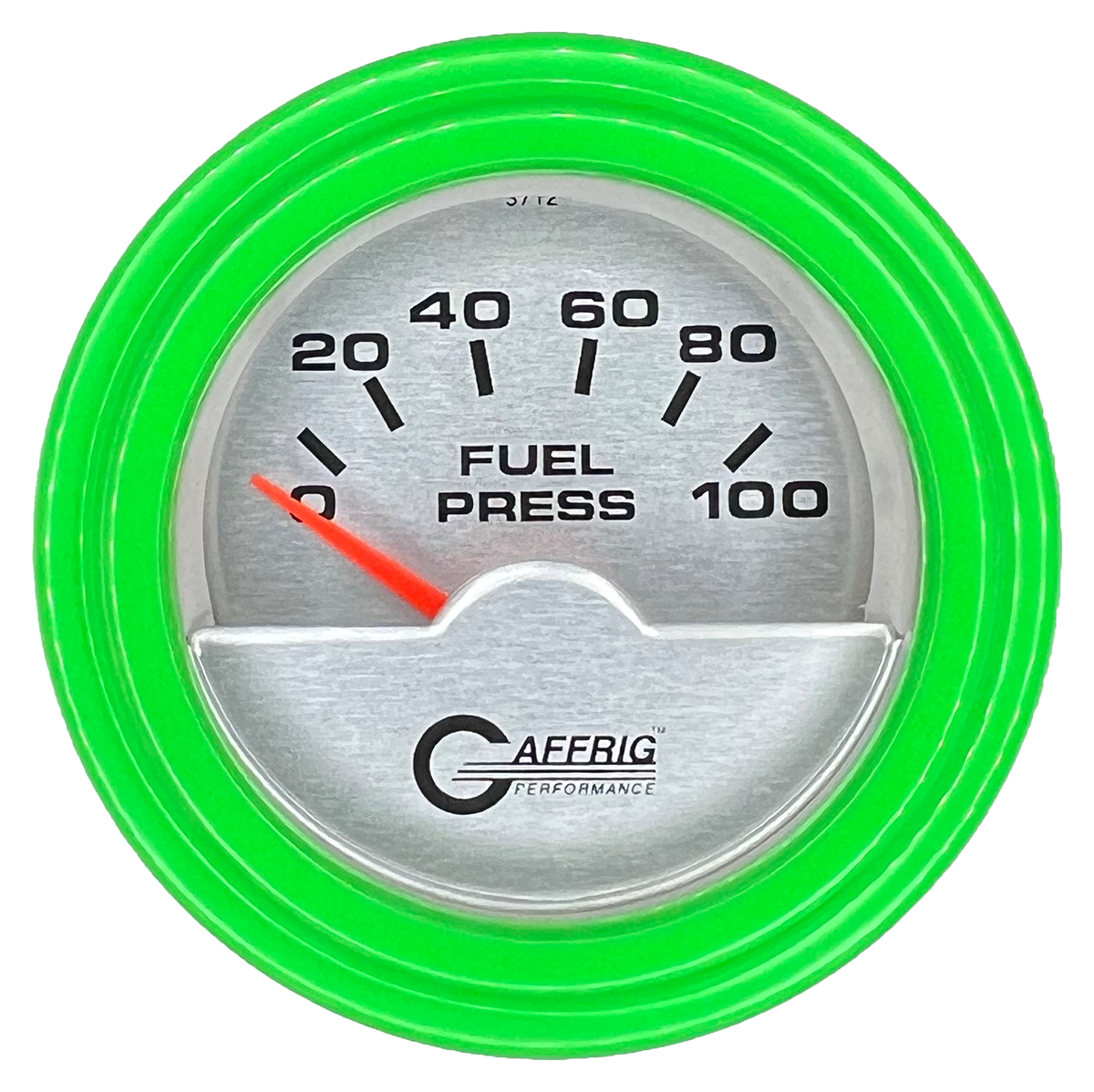 GAFFRIG 2 INCH ELECTRIC FUEL PRESSURE GAUGE 0-100 PSI STEP RIM (002) / LIME GREEN / PLATINUM