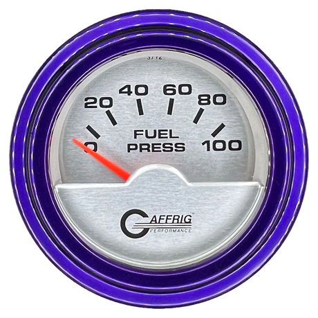 GAFFRIG 2 INCH ELECTRIC FUEL PRESSURE GAUGE 0-100 PSI STEP RIM (002) / PURPLE / PLATINUM