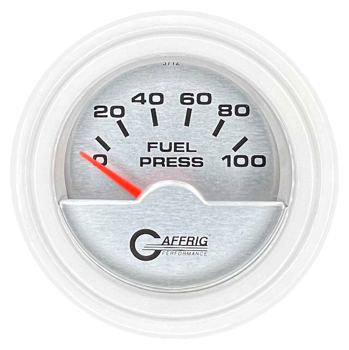 GAFFRIG 2 INCH ELECTRIC FUEL PRESSURE GAUGE 0-100 PSI STEP RIM (002) / WHITE / PLATINUM