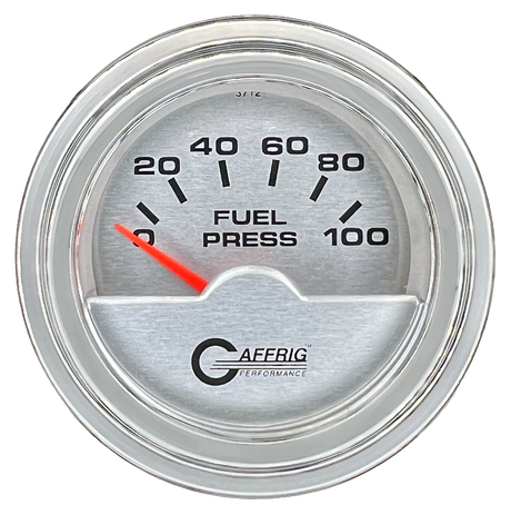 GAFFRIG 2 INCH ELECTRIC FUEL PRESSURE GAUGE 0-100 PSI STEP RIM (002) / CHROME/POLISHED / PLATINUM