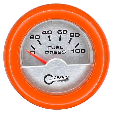 GAFFRIG 2 INCH ELECTRIC FUEL PRESSURE GAUGE 0-100 PSI FAT RIM (218) / ORANGE / PLATINUM