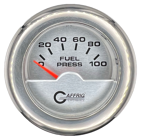 GAFFRIG 2 INCH ELECTRIC FUEL PRESSURE GAUGE 0-100 PSI FAT RIM (218) / CHROME/POLISHED / PLATINUM