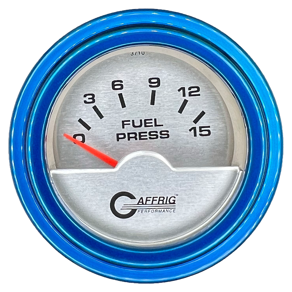 GAFFRIG 2 INCH ELECTRIC FUEL PRESSURE GAUGE 0-15 PSI STEP RIM (002) / BLUE / PLATINUM