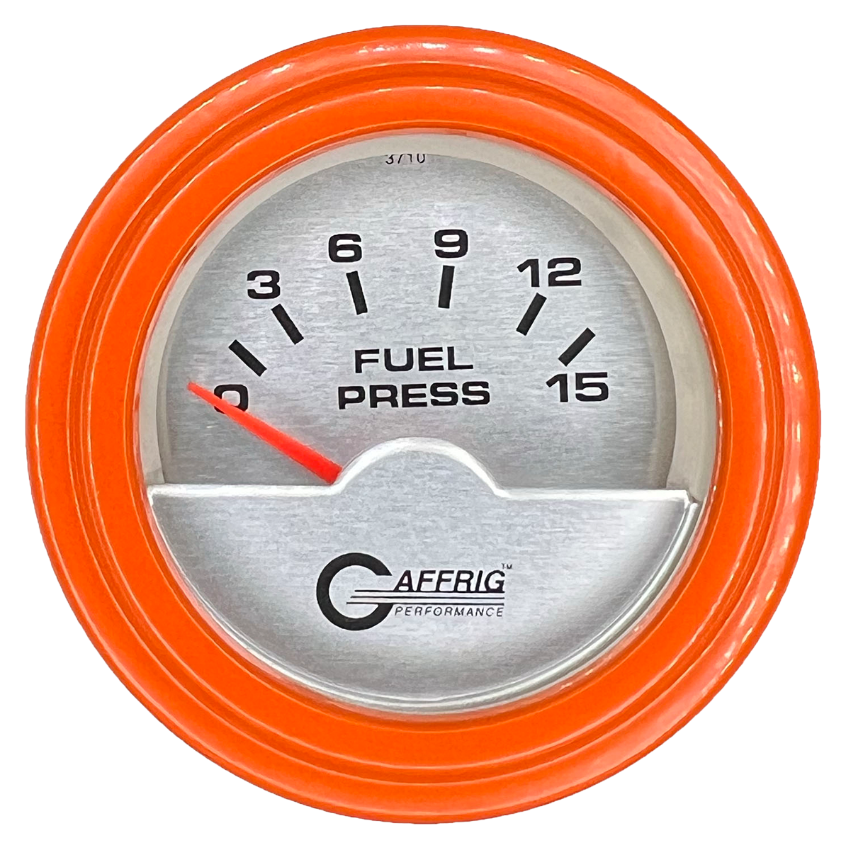 GAFFRIG 2 INCH ELECTRIC FUEL PRESSURE GAUGE 0-15 PSI STEP RIM (002) / ORANGE / PLATINUM