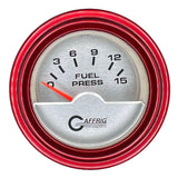 GAFFRIG 2 INCH ELECTRIC FUEL PRESSURE GAUGE 0-15 PSI STEP RIM (002) / RED / PLATINUM