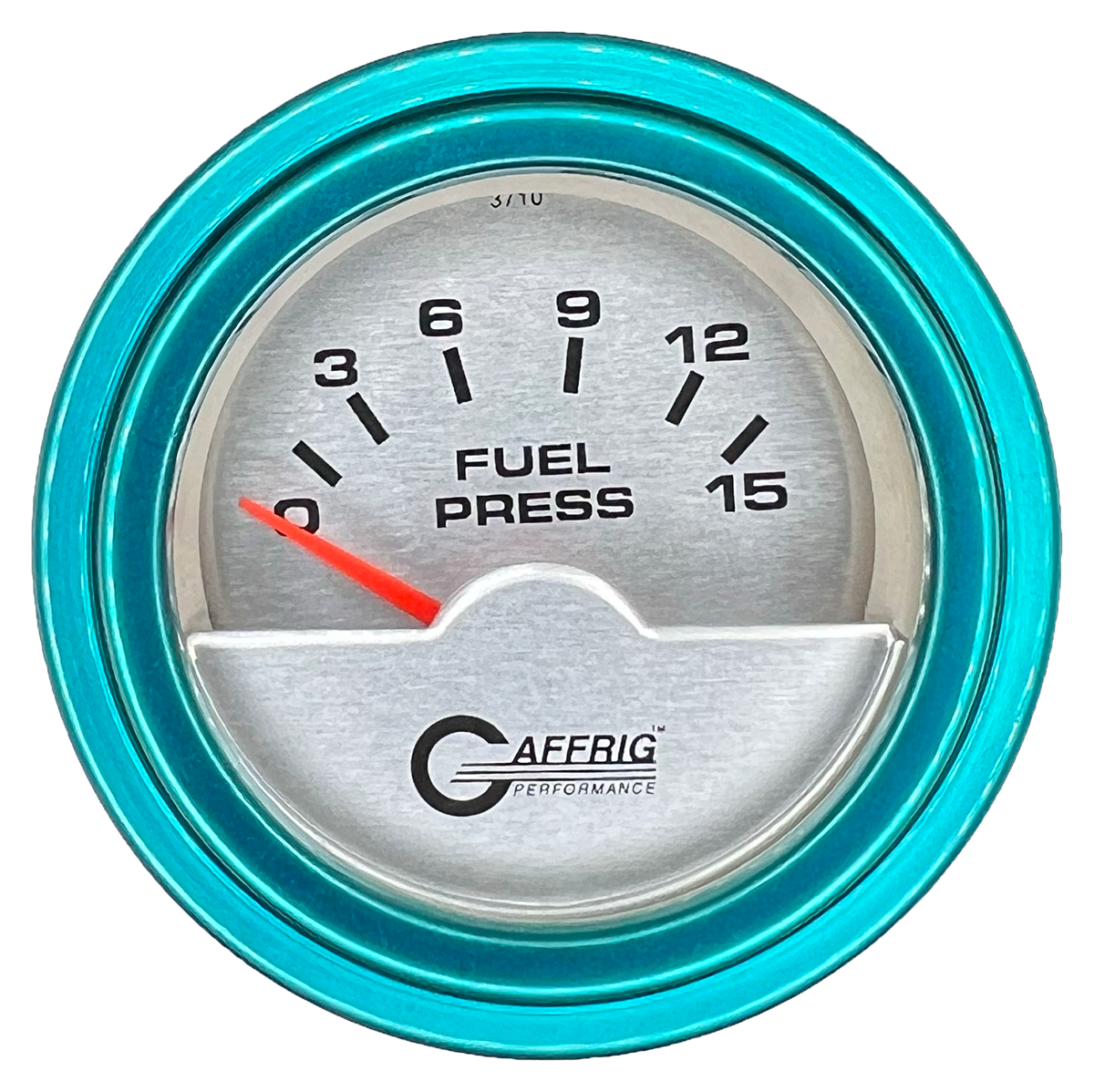 GAFFRIG 2 INCH ELECTRIC FUEL PRESSURE GAUGE 0-15 PSI STEP RIM (002) / TEAL / PLATINUM