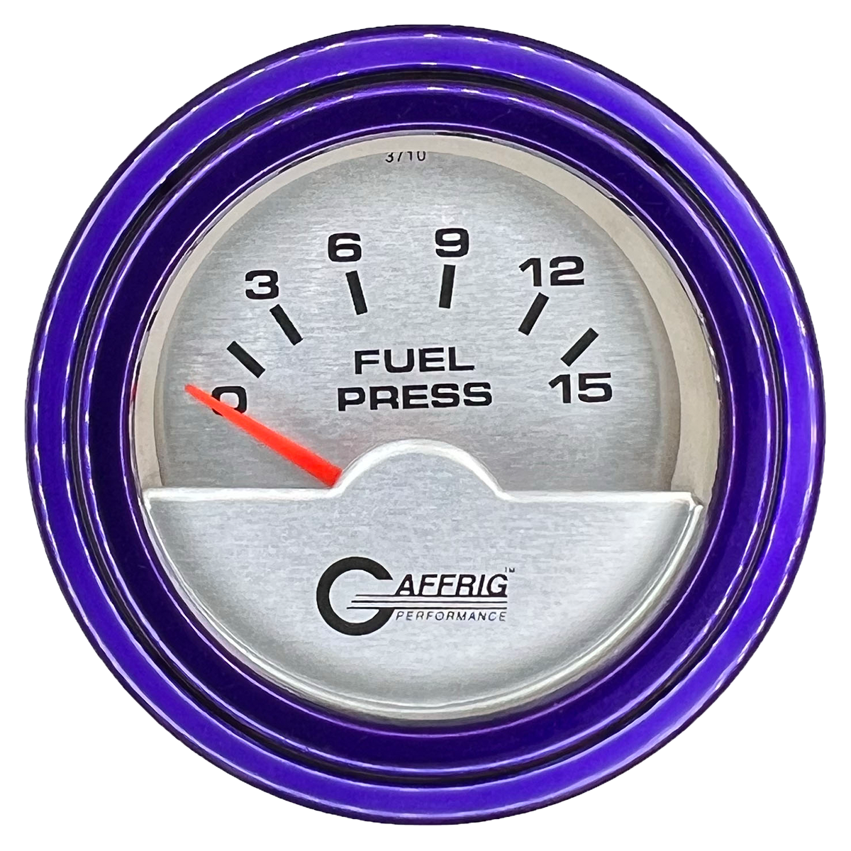 GAFFRIG 2 INCH ELECTRIC FUEL PRESSURE GAUGE 0-15 PSI STEP RIM (002) / PURPLE / PLATINUM