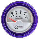 GAFFRIG 2 INCH ELECTRIC FUEL PRESSURE GAUGE 0-15 PSI STEP RIM (002) / PURPLE / PLATINUM