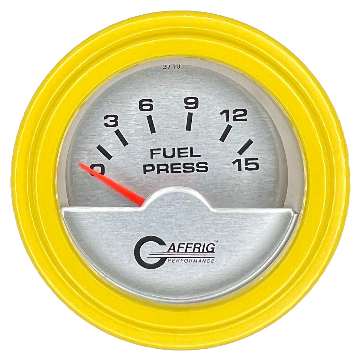 GAFFRIG 2 INCH ELECTRIC FUEL PRESSURE GAUGE 0-15 PSI STEP RIM (002) / YELLOW / PLATINUM