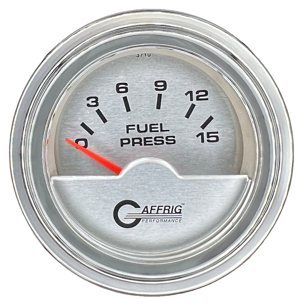 GAFFRIG 2 INCH ELECTRIC FUEL PRESSURE GAUGE 0-15 PSI STEP RIM (002) / CHROME/POLISHED / PLATINUM