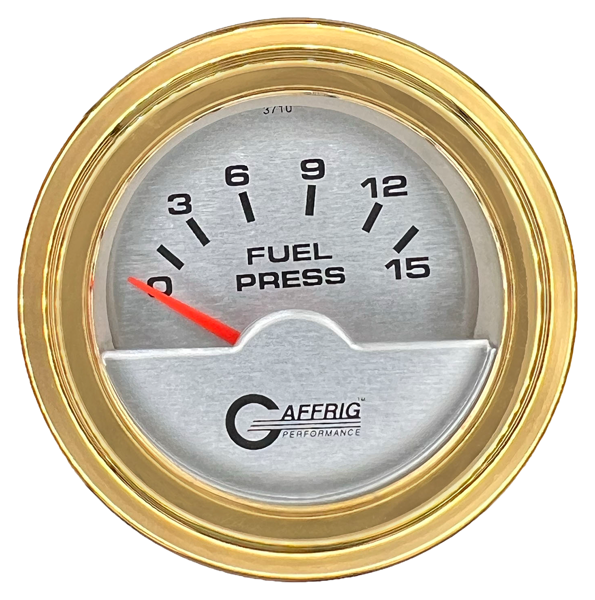 GAFFRIG 2 INCH ELECTRIC FUEL PRESSURE GAUGE 0-15 PSI STEP RIM (002) / GOLD / PLATINUM