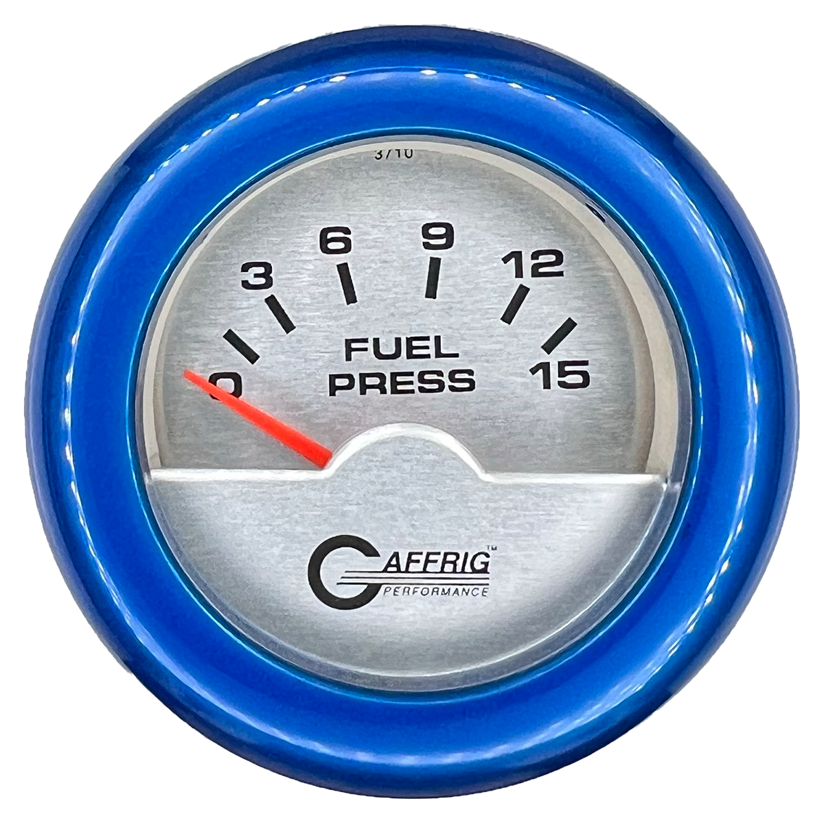 GAFFRIG 2 INCH ELECTRIC FUEL PRESSURE GAUGE 0-15 PSI FAT RIM (218) / BLUE / PLATINUM