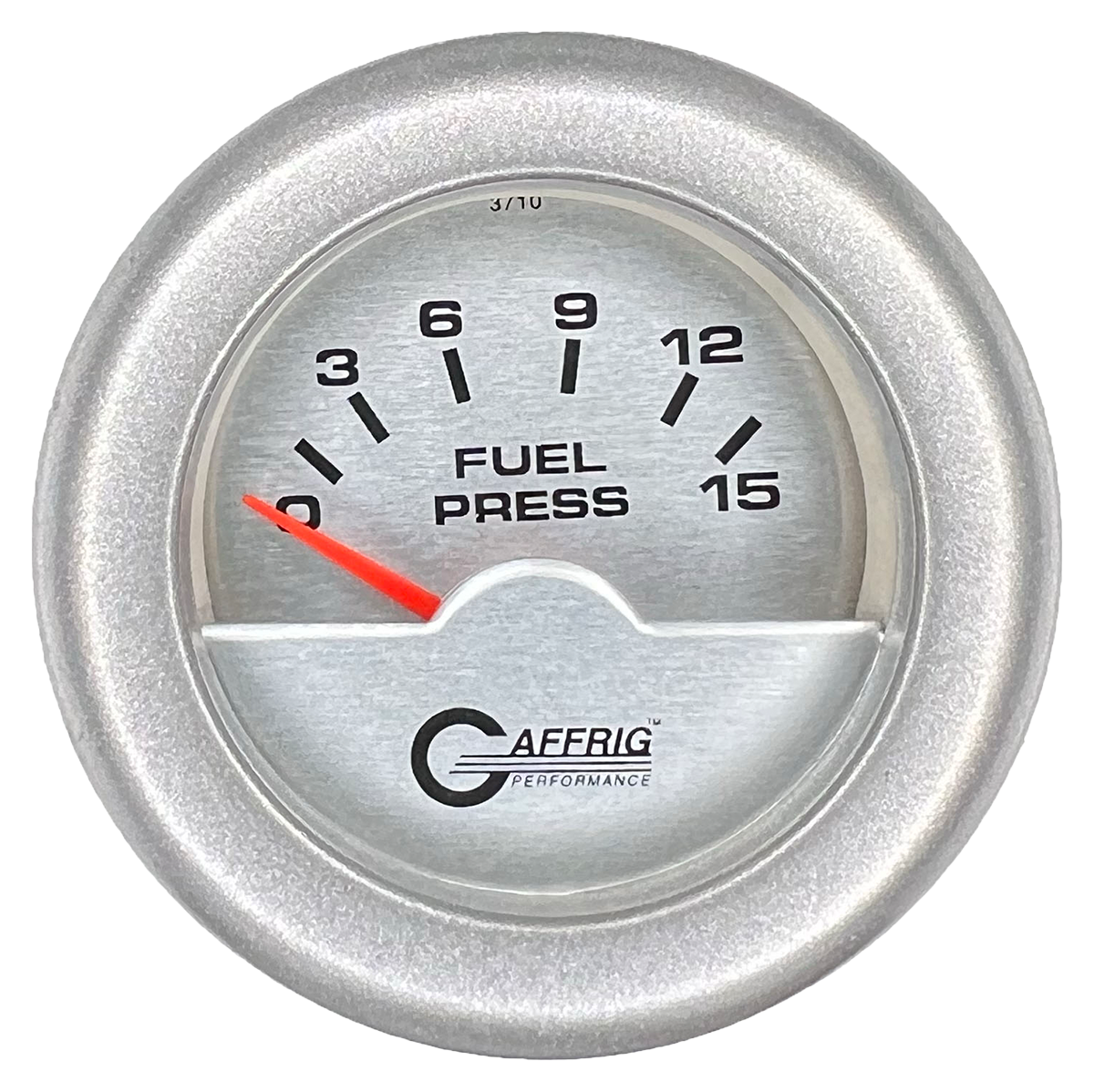 GAFFRIG 2 INCH ELECTRIC FUEL PRESSURE GAUGE 0-15 PSI FAT RIM (218) / PLATINUM / PLATINUM