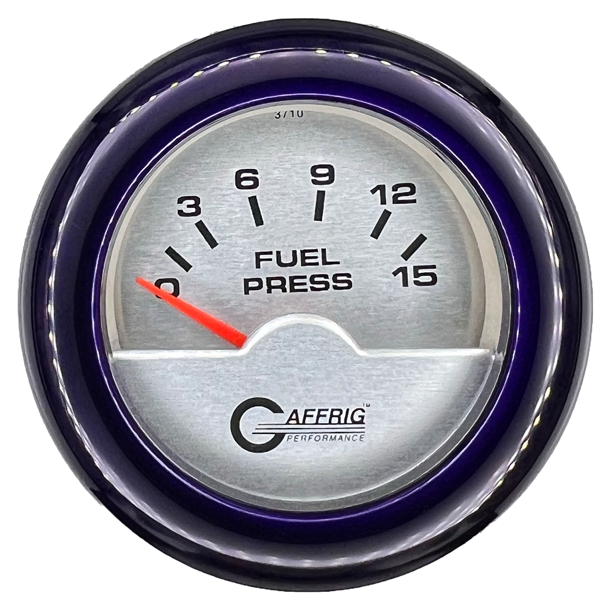 GAFFRIG 2 INCH ELECTRIC FUEL PRESSURE GAUGE 0-15 PSI FAT RIM (218) / PURPLE / PLATINUM