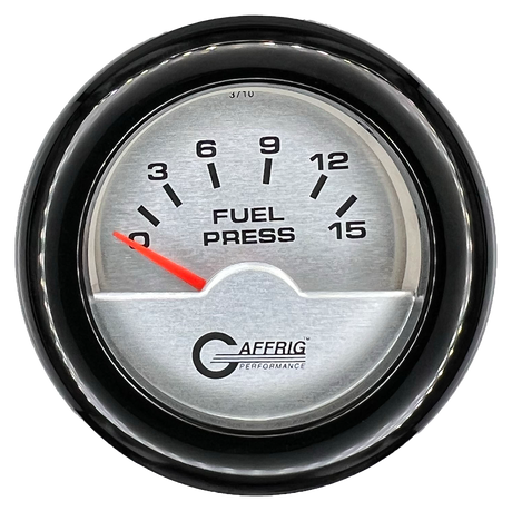 GAFFRIG 2 INCH ELECTRIC FUEL PRESSURE GAUGE 0-15 PSI FAT RIM (218) / BLACK / PLATINUM