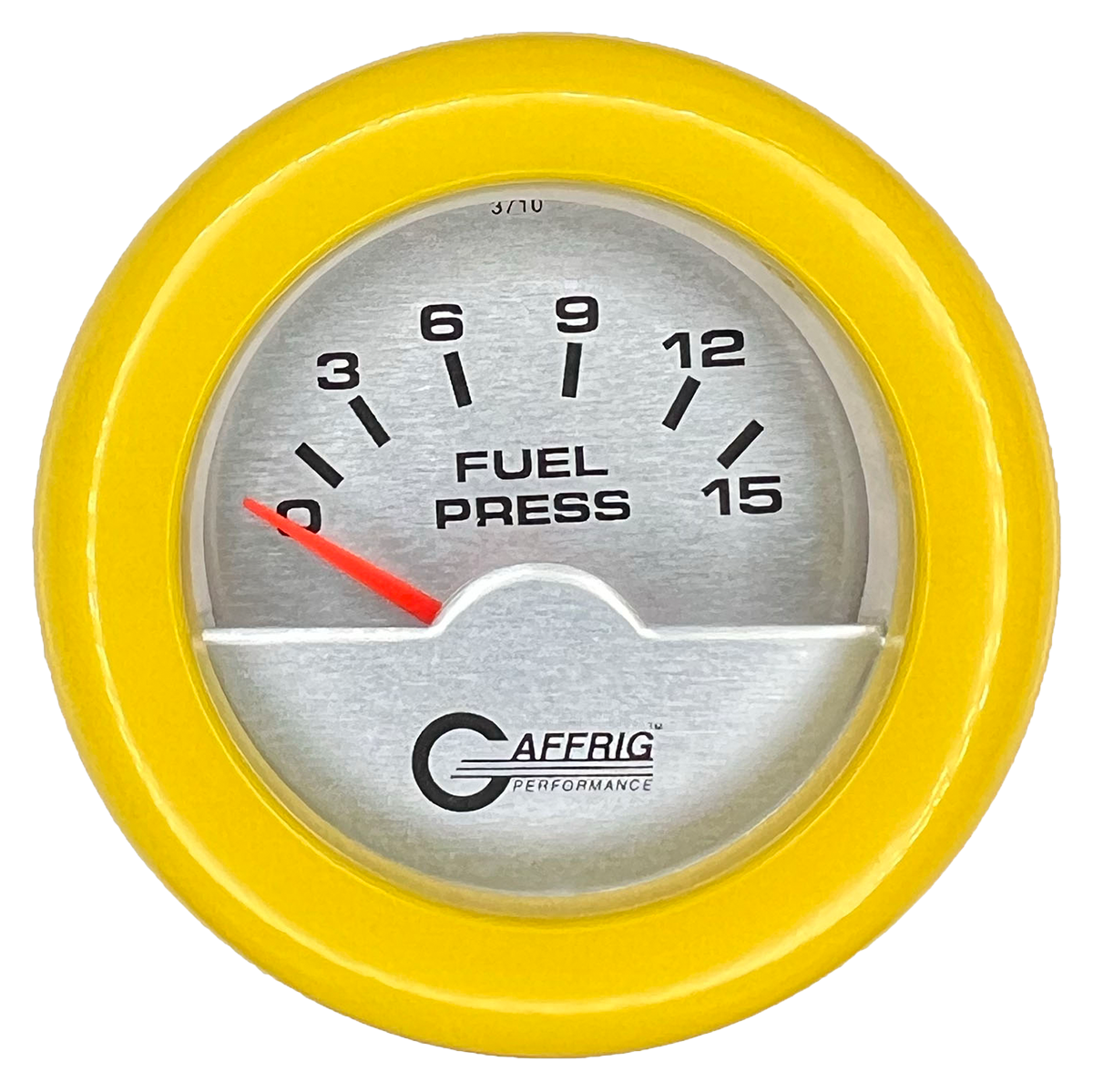 GAFFRIG 2 INCH ELECTRIC FUEL PRESSURE GAUGE 0-15 PSI FAT RIM (218) / YELLOW / PLATINUM