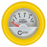 GAFFRIG 2 INCH ELECTRIC FUEL PRESSURE GAUGE 0-15 PSI FAT RIM (218) / YELLOW / PLATINUM