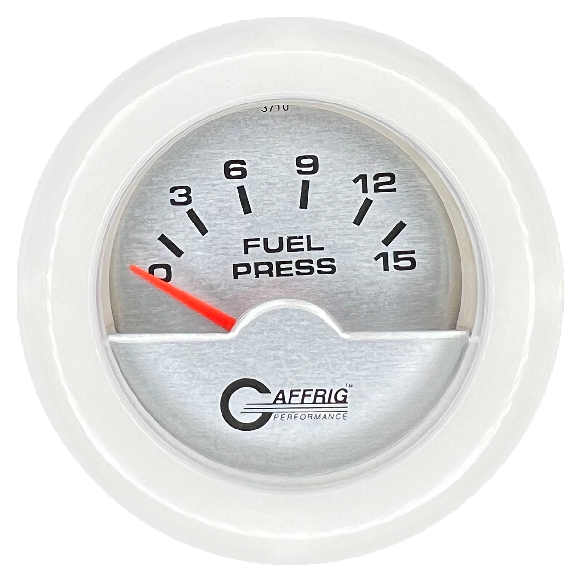 GAFFRIG 2 INCH ELECTRIC FUEL PRESSURE GAUGE 0-15 PSI FAT RIM (218) / WHITE / PLATINUM