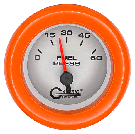 GAFFRIG 2 INCH ELECTRIC FUEL PRESSURE 0-60 PSI FAT RIM (218) / ORANGE / PLATINUM