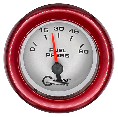 GAFFRIG 2 INCH ELECTRIC FUEL PRESSURE 0-60 PSI FAT RIM (218) / RED / PLATINUM