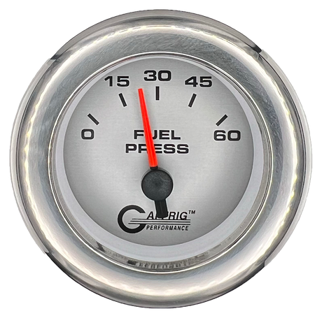 GAFFRIG 2 INCH ELECTRIC FUEL PRESSURE 0-60 PSI FAT RIM (218) / CHROME/POLISHED / PLATINUM