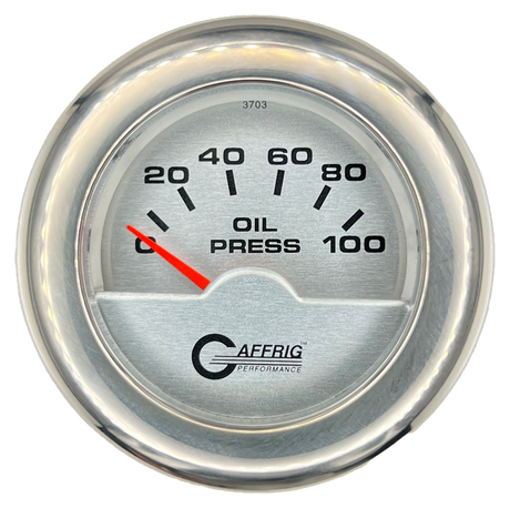 GAFFRIG 2 INCH ELECTRIC OIL PRESSURE GAUGE 0-100 PSI FAT RIM (218) / CHROME/POLISHED / PLATINUM