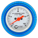 GAFFRIG 2 INCH ELECTRIC PYROMETER GAUGE 0-1600 F STEP RIM (002) / BLUE / PLATINUM