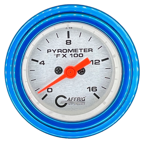 GAFFRIG 2 INCH ELECTRIC PYROMETER GAUGE 0-1600 F STEP RIM (002) / BLUE / PLATINUM