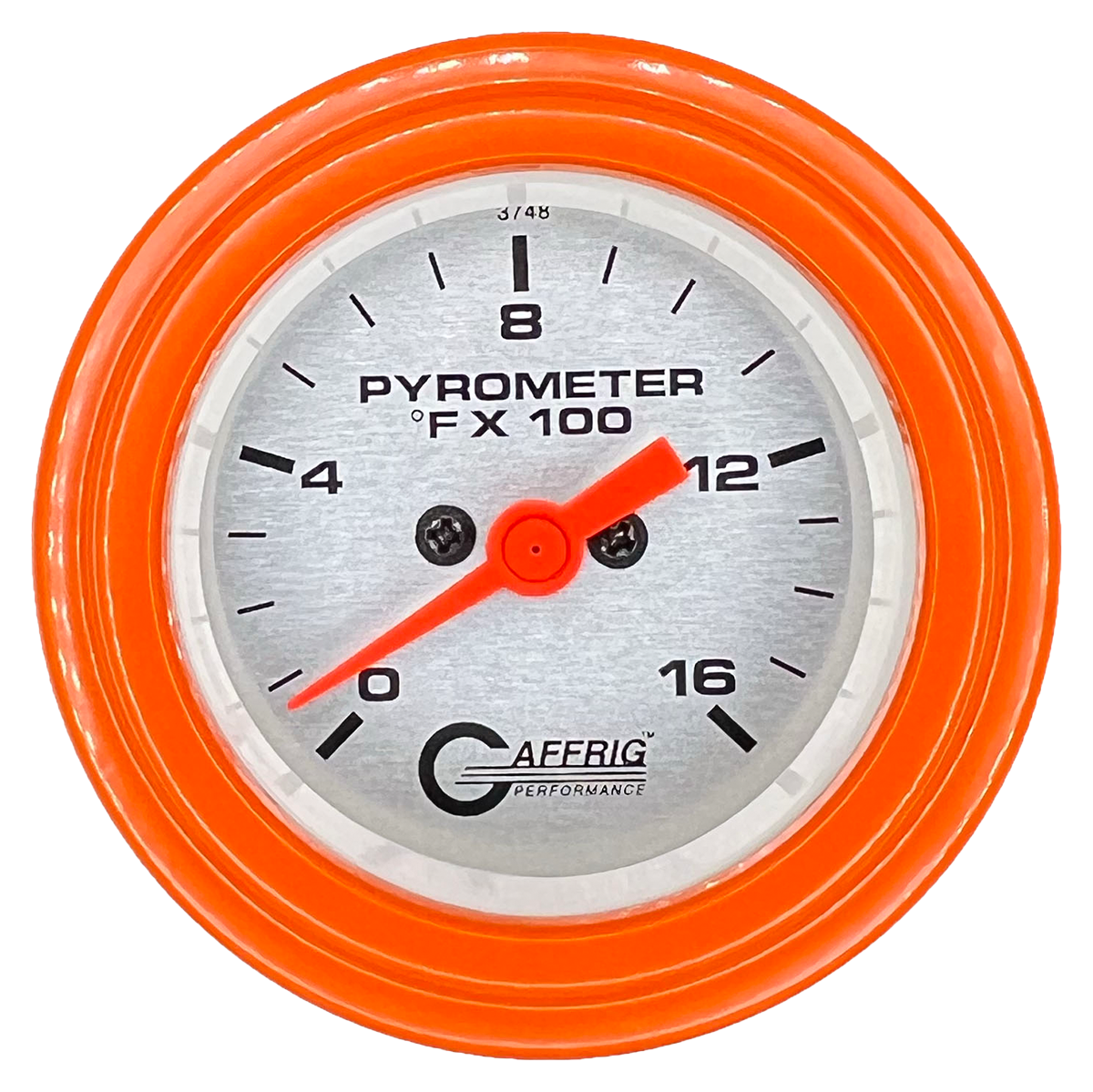 GAFFRIG 2 INCH ELECTRIC PYROMETER GAUGE 0-1600 F STEP RIM (002) / ORANGE / PLATINUM