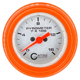 GAFFRIG 2 INCH ELECTRIC PYROMETER GAUGE 0-1600 F STEP RIM (002) / ORANGE / PLATINUM