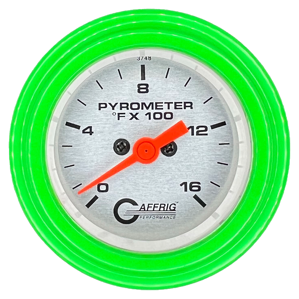 GAFFRIG 2 INCH ELECTRIC PYROMETER GAUGE 0-1600 F STEP RIM (002) / LIME GREEN / PLATINUM