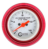 GAFFRIG 2 INCH ELECTRIC PYROMETER GAUGE 0-1600 F STEP RIM (002) / RED / PLATINUM