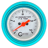 GAFFRIG 2 INCH ELECTRIC PYROMETER GAUGE 0-1600 F STEP RIM (002) / TEAL / PLATINUM