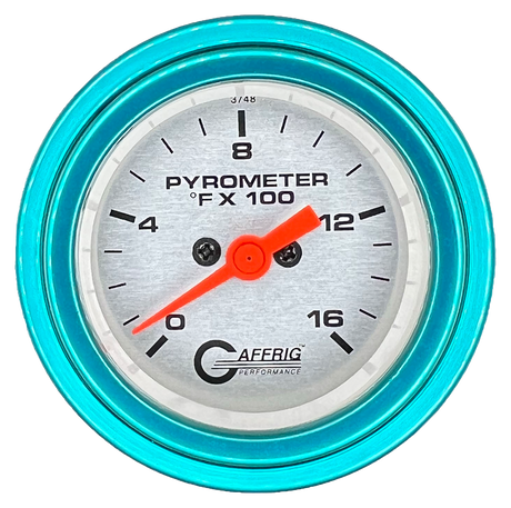 GAFFRIG 2 INCH ELECTRIC PYROMETER GAUGE 0-1600 F STEP RIM (002) / TEAL / PLATINUM