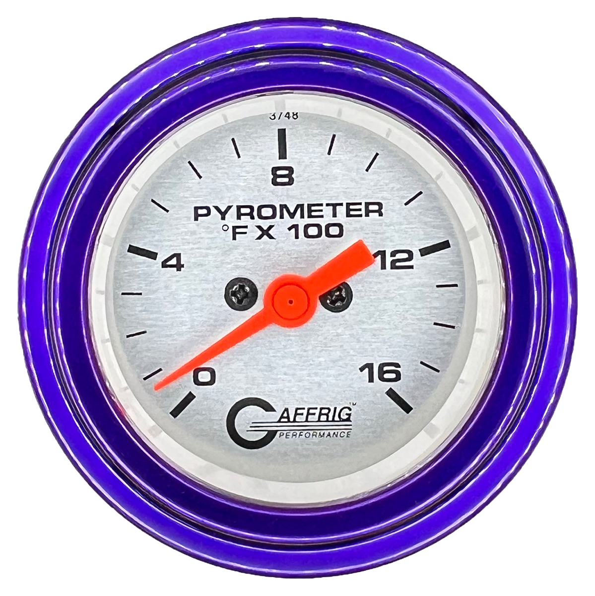 GAFFRIG 2 INCH ELECTRIC PYROMETER GAUGE 0-1600 F STEP RIM (002) / PURPLE / PLATINUM