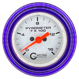 GAFFRIG 2 INCH ELECTRIC PYROMETER GAUGE 0-1600 F STEP RIM (002) / PURPLE / PLATINUM