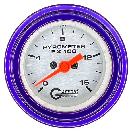 GAFFRIG 2 INCH ELECTRIC PYROMETER GAUGE 0-1600 F STEP RIM (002) / PURPLE / PLATINUM