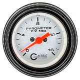 GAFFRIG 2 INCH ELECTRIC PYROMETER GAUGE 0-1600 F STEP RIM (002) / BLACK / PLATINUM