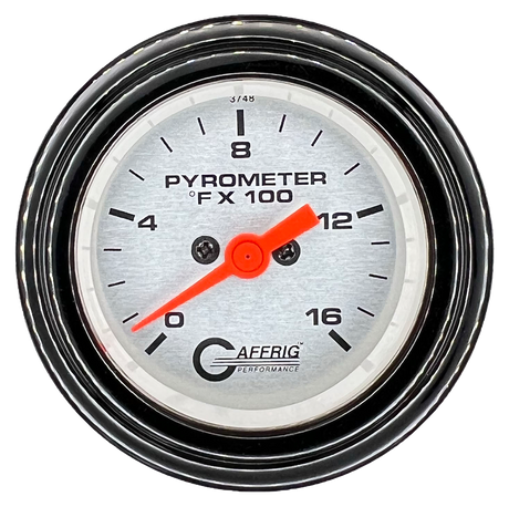 GAFFRIG 2 INCH ELECTRIC PYROMETER GAUGE 0-1600 F STEP RIM (002) / BLACK / PLATINUM