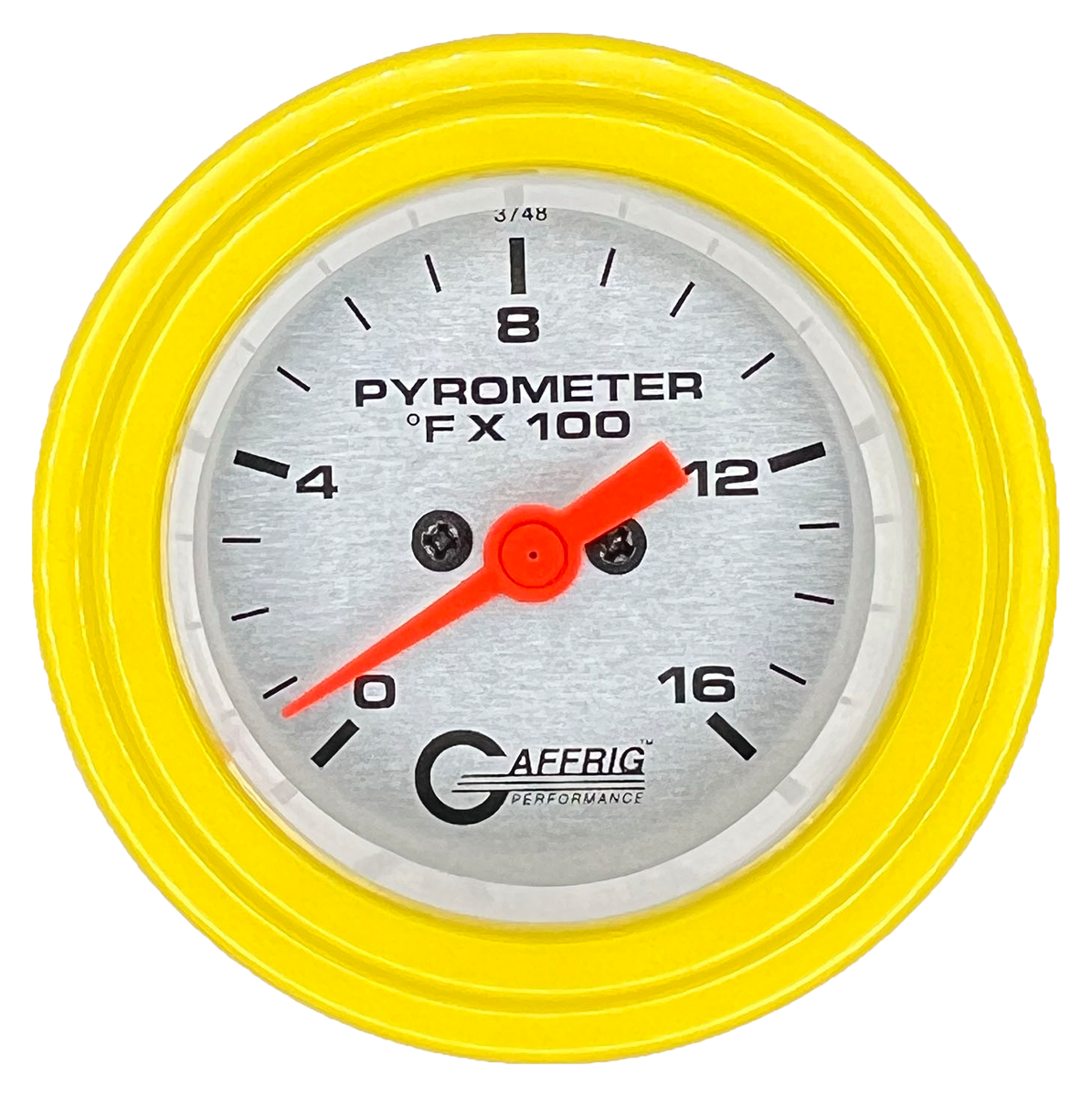 GAFFRIG 2 INCH ELECTRIC PYROMETER GAUGE 0-1600 F STEP RIM (002) / YELLOW / PLATINUM