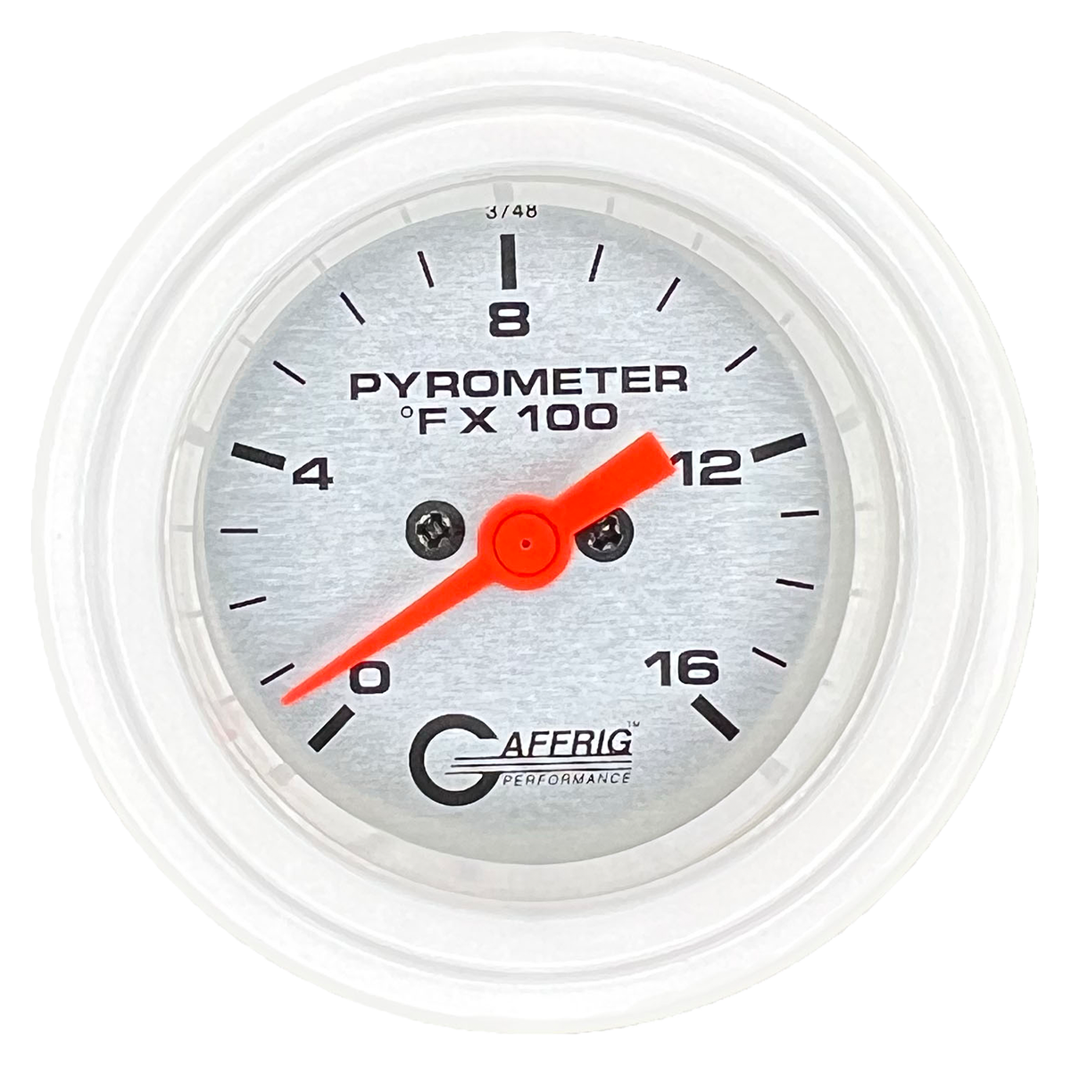 GAFFRIG 2 INCH ELECTRIC PYROMETER GAUGE 0-1600 F STEP RIM (002) / WHITE / PLATINUM