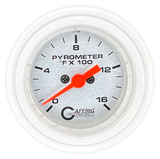 GAFFRIG 2 INCH ELECTRIC PYROMETER GAUGE 0-1600 F STEP RIM (002) / WHITE / PLATINUM