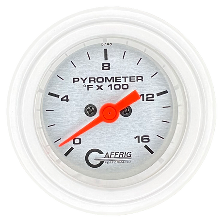 GAFFRIG 2 INCH ELECTRIC PYROMETER GAUGE 0-1600 F STEP RIM (002) / WHITE / PLATINUM