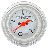 GAFFRIG 2 INCH ELECTRIC PYROMETER GAUGE 0-1600 F STEP RIM (002) / CHROME/POLISHED / PLATINUM