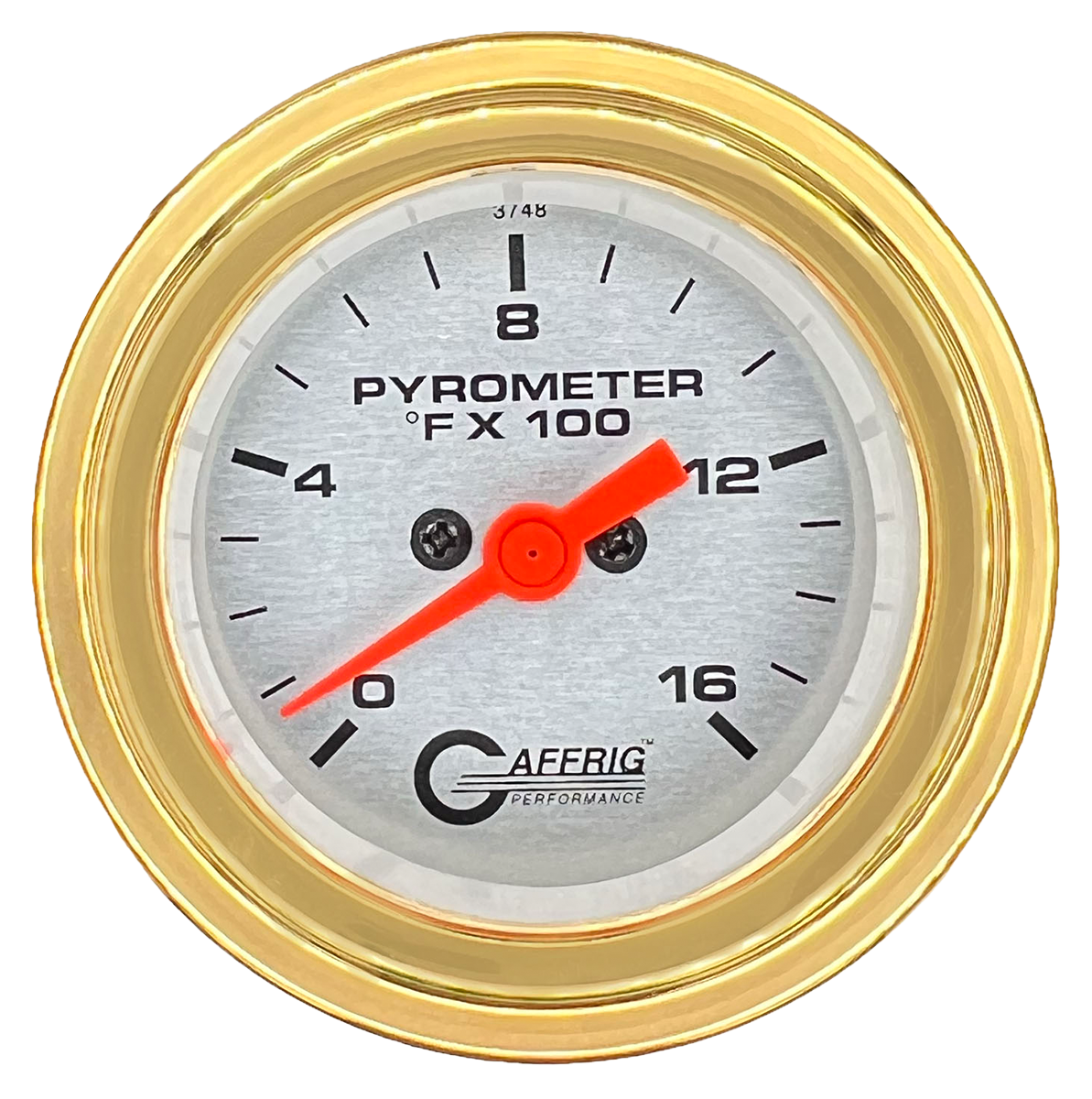 GAFFRIG 2 INCH ELECTRIC PYROMETER GAUGE 0-1600 F STEP RIM (002) / GOLD / PLATINUM