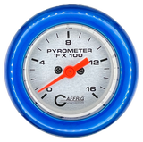 GAFFRIG 2 INCH ELECTRIC PYROMETER GAUGE 0-1600 F FAT RIM (218) / BLUE / PLATINUM